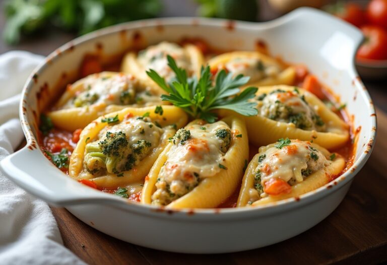 Chicken and Broccoli Alfredo Stuffed Shells