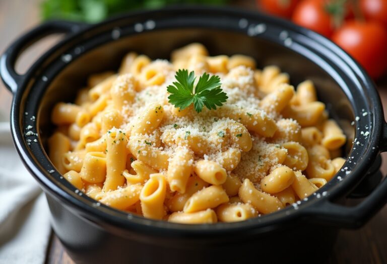 Crockpot Garlic Parmesan Chicken Pasta