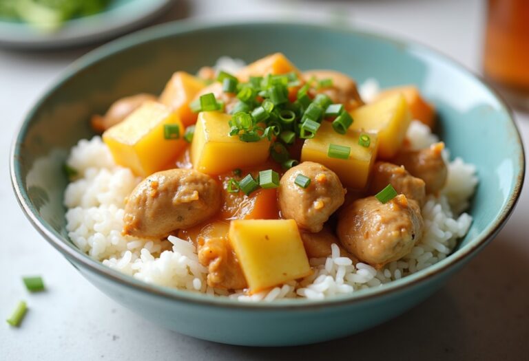 Pineapple Chicken and Rice Bowl