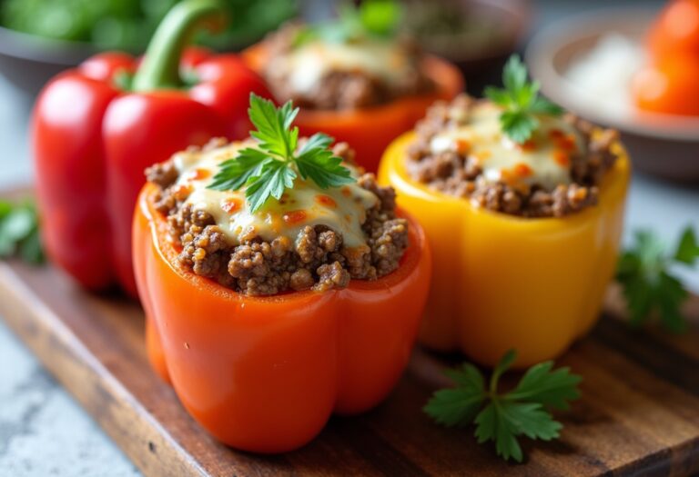 Savory Stuffed Bell Peppers with Ground Beef