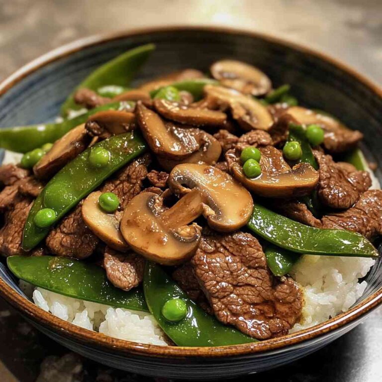 Flavorful Asian Beef with Mushrooms and Snow Peas