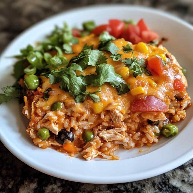 Creamy Chicken Rice Taco Casserole