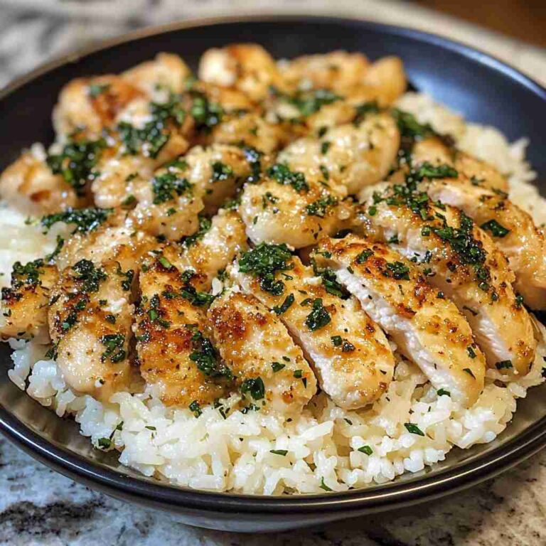 Chicken Scampi with Garlic Parmesan Rice