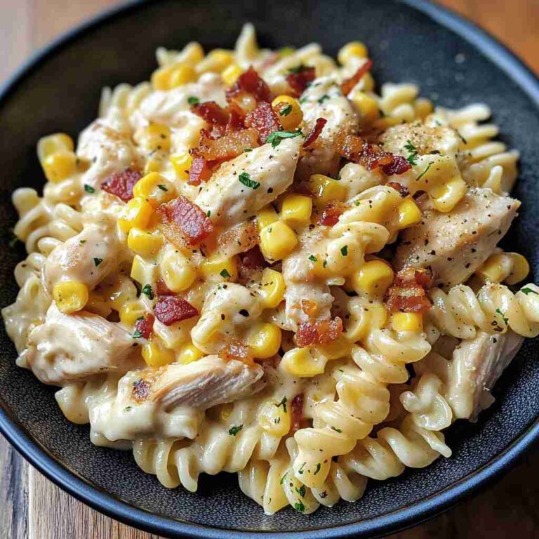 Creamy Chicken and Corn Pasta with Bacon