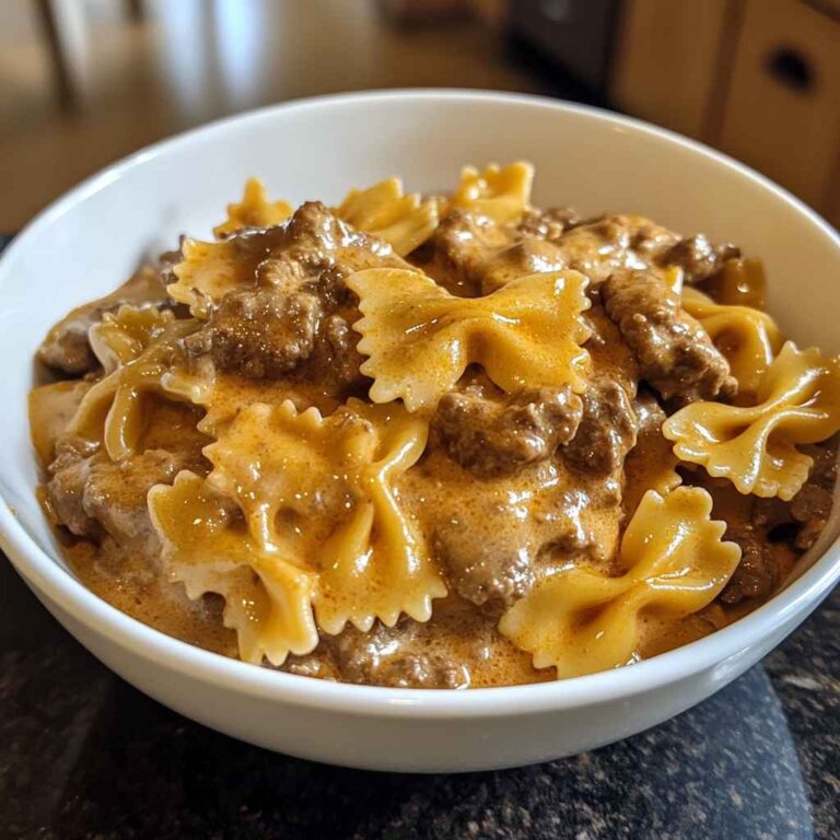 Creamy Velveeta Beef and Bow Tie Pasta