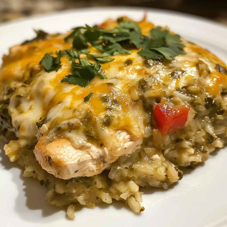 Creamy Green Chile Chicken and Rice Casserole