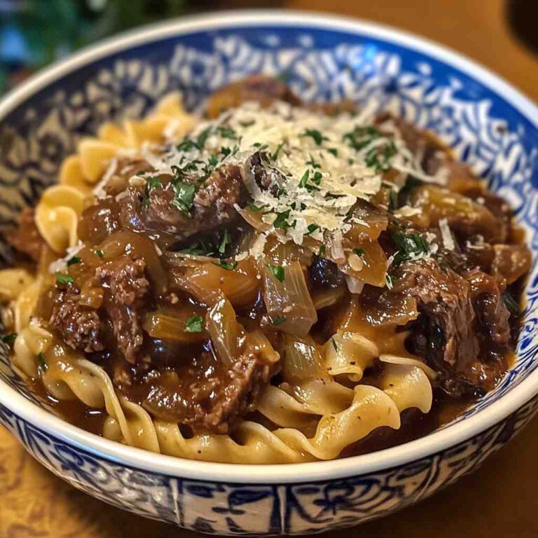 Easy French Onion Beef and Noodles Recipe
