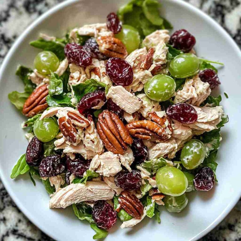 Creamy Chicken Salad with Grapes, Pecans, and Dried Cranberries