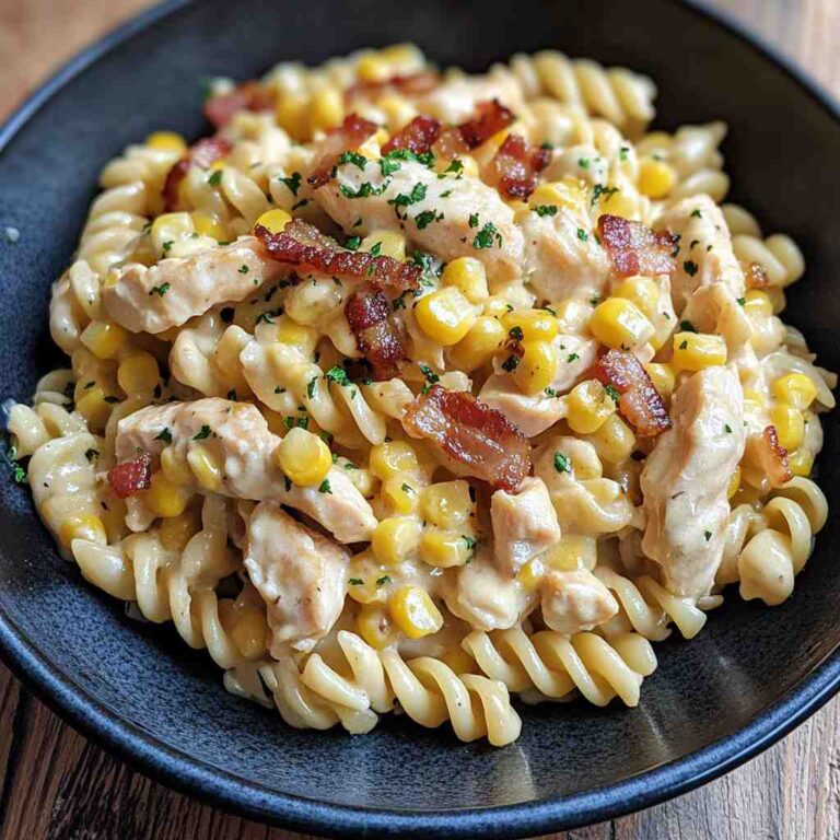 Creamy Chicken and Corn Pasta with Bacon
