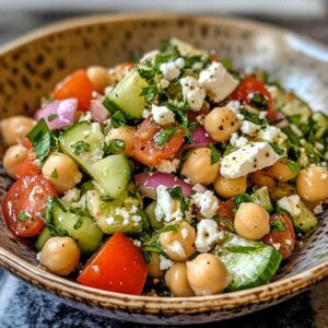 Delicious Chickpea Cucumber Feta Salad