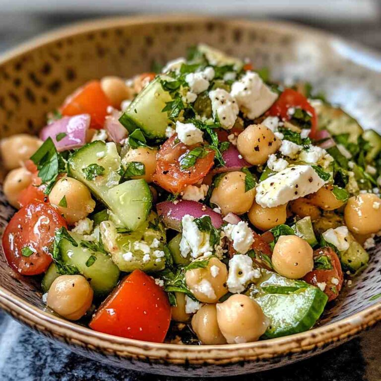 Delicious Chickpea Cucumber Feta Salad
