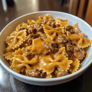 Crowd-Pleasing, Perfect Creamy Velveeta Beef and Bow Tie Pasta