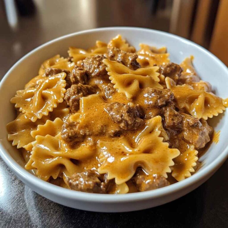 Crowd-Pleasing, Perfect Creamy Velveeta Beef and Bow Tie Pasta