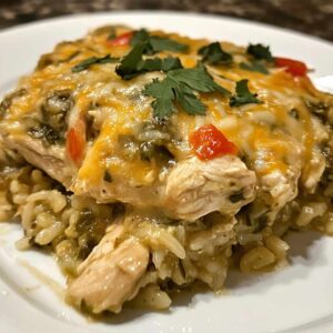 Homemade Authentic Green Chile Chicken and Rice Casserole