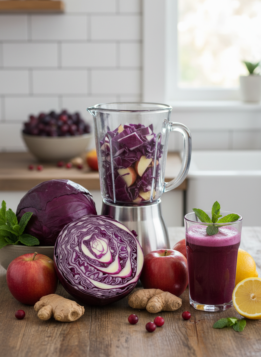 Ingredients for purple cabbage juice recipe
